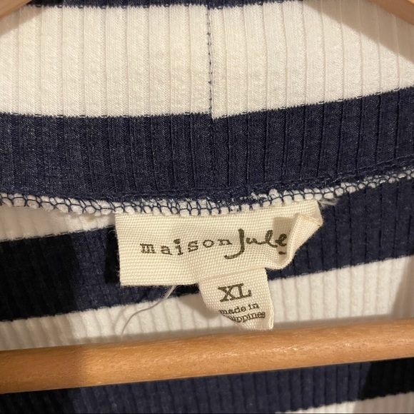 Maison Jules Navy Stripe Rib Knit Mock Neck Dress Sz XL - Picture 5 of 9